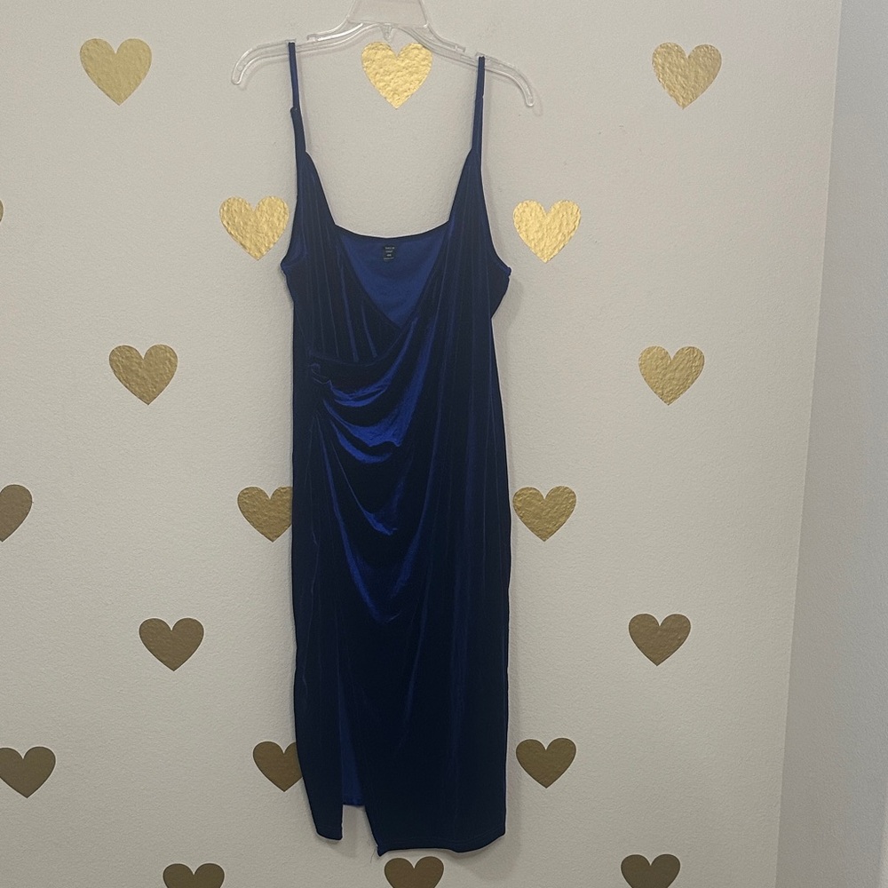 SHEIN Deep Blue Velvet Slip Dress